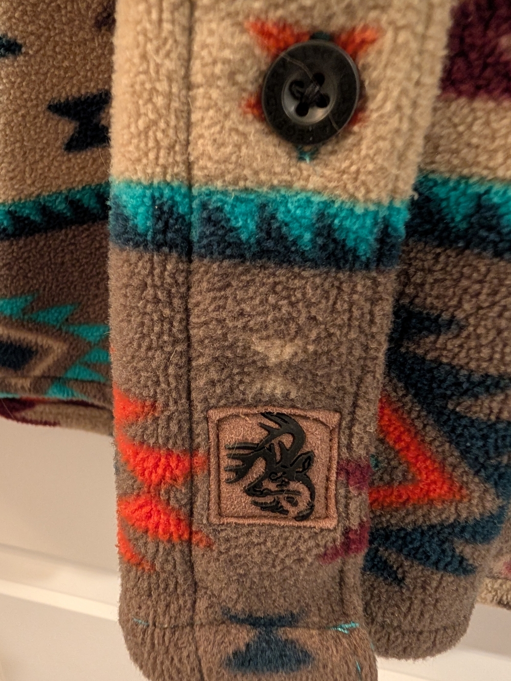 Women's Southwestern Patterned Fleece Button Up - Picture 4 of 6